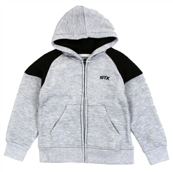 STX Other - Boys Fleece Zip Up Hoodie, grey and black, sizes: S, M, and L